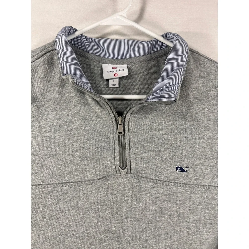 Vineyard Vines Mens Large Quarter Zip Pullover Heather Grey Sweatshirt